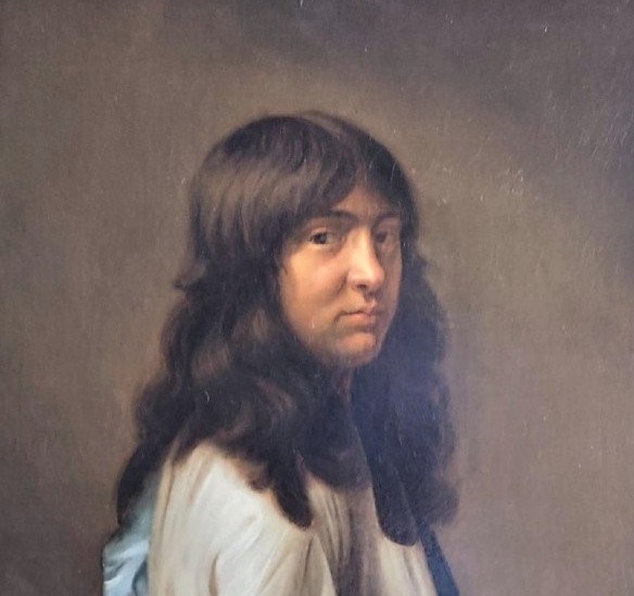 Charles le Brun, vingt ans. Autoportrait de jeunesse, cheveux longs et flottants. -photo-1
