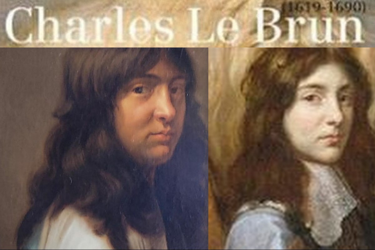 Charles le Brun, vingt ans. Autoportrait de jeunesse, cheveux longs et flottants. 