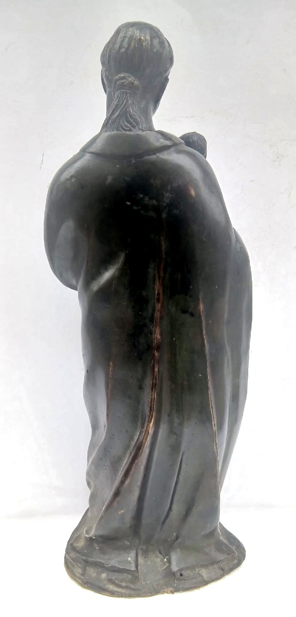 Virgin And Child. Franco-flemish Bronze Sculpture From The Early 16th Century. -photo-2