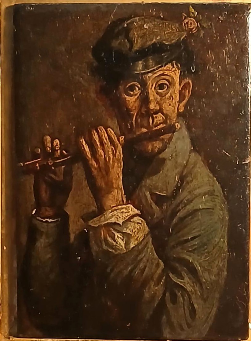 The Flute Player With A Flower On His Hat. Oil On Panel, 19th-century English School.