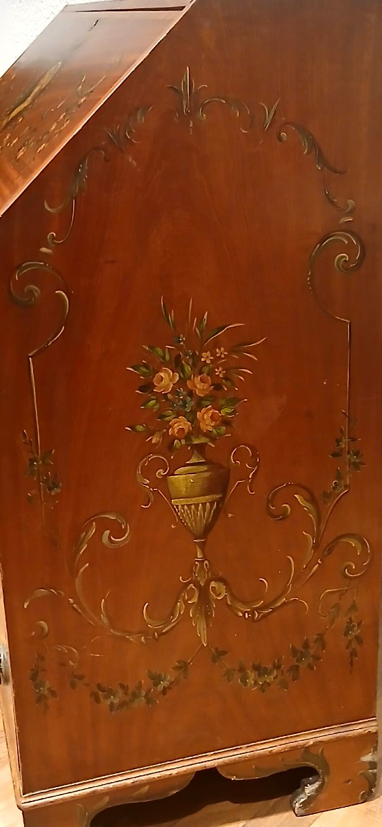 Sheraton Desk In Finely Painted Solid Mahogany, Dating From The 19th Century. England, 19th C.-photo-2