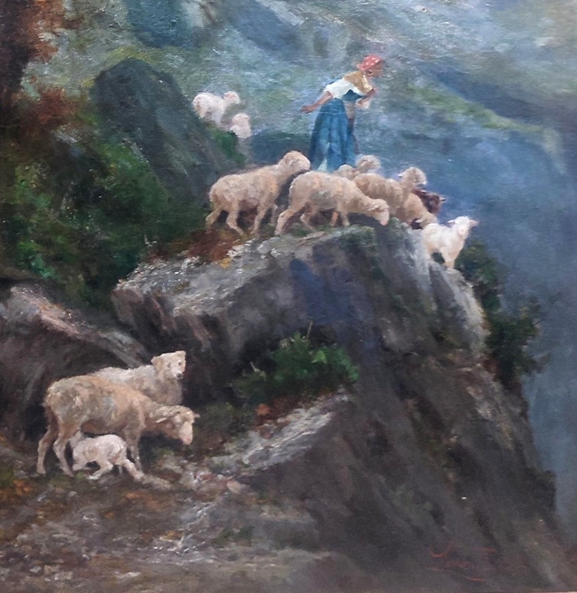 Antonino Leto 'grazing On Mount Solaro' Oil On Canvas 145x122 Cm.-photo-3
