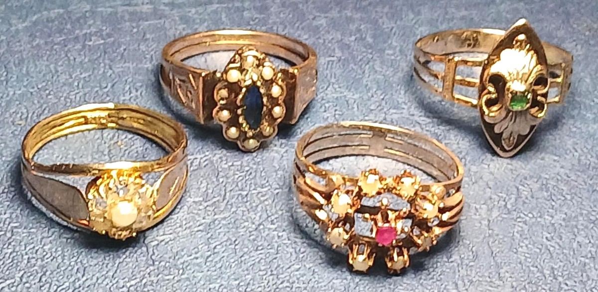 Sicilian Art Nouveau Rings In Antique Gold - 1900-1920 Of Your Choice.-photo-2
