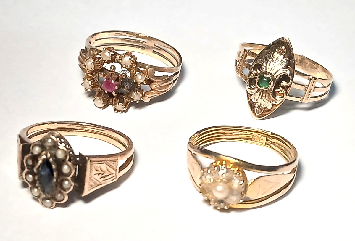 Sicilian Art Nouveau Rings In Antique Gold - 1900-1920 Of Your Choice.