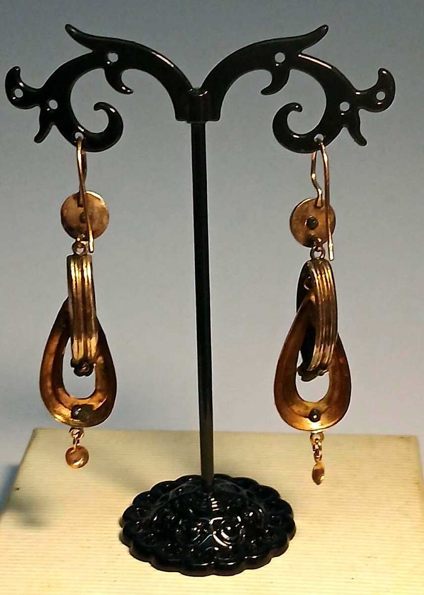 Sicilian Gold Bell-shaped Dangle Earrings, A Good Luck Charm, To Ward Off Misfortune. -photo-2