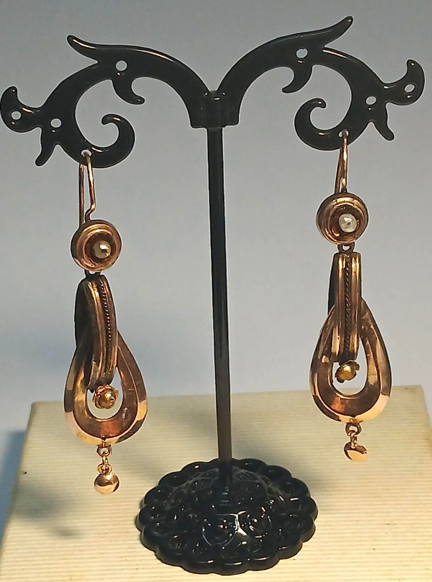 Sicilian Gold Bell-shaped Dangle Earrings, A Good Luck Charm, To Ward Off Misfortune. 