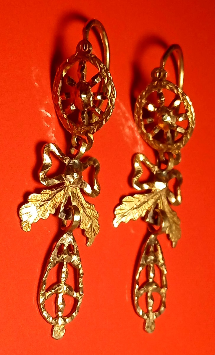 Three-piece Earrings With Palermo 1770-80 Hallmark In High Quality Gold.-photo-4