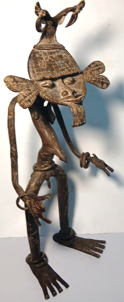  Fétiche en bronze du Bénin. Puissant objet vaudou, protégeant de toute menace .-photo-2