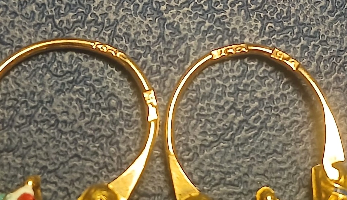 Rare "basket" Good-luck Earrings In Gold And Enamel. Sicily, Late 18th To Early 19th C.-photo-3