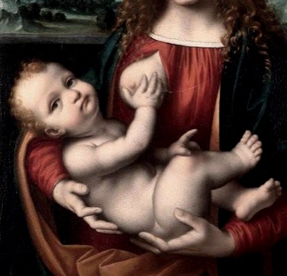 Marco d'Oggiono. L'Enfant saint Jean-Baptiste, superbe peinture sur panneau cm. 62x37 -photo-3