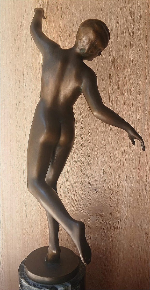  Karl Perl (austria, 1876–1965) Depicting A Nude Dancer From The 1920s. Bronze Sculpture. -photo-2