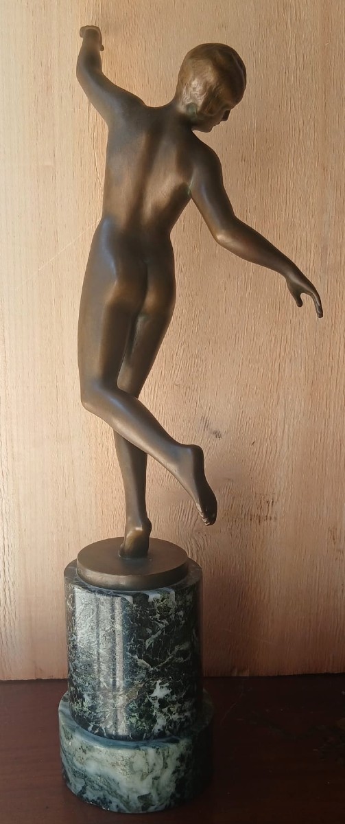  Karl Perl (austria, 1876–1965) Depicting A Nude Dancer From The 1920s. Bronze Sculpture. -photo-1