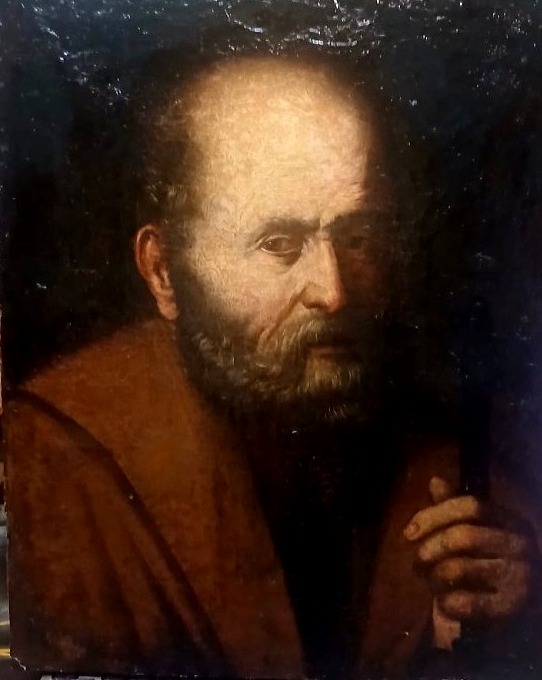  Pietro Novelli « Il Monrealese ». Huile sur toile représentant le premier des douze apôtres - 