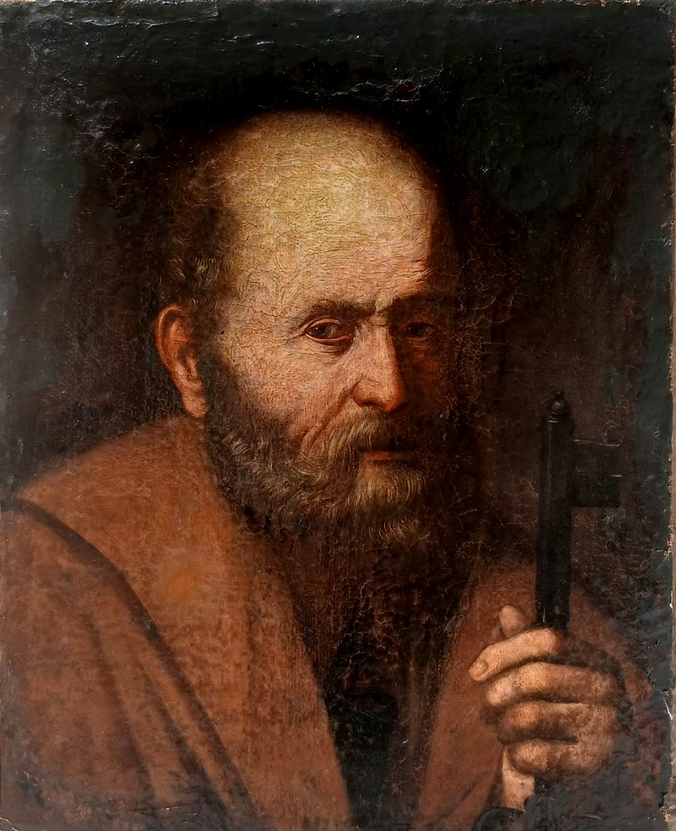  Pietro Novelli « Il Monrealese ». Huile sur toile représentant le premier des douze apôtres - 