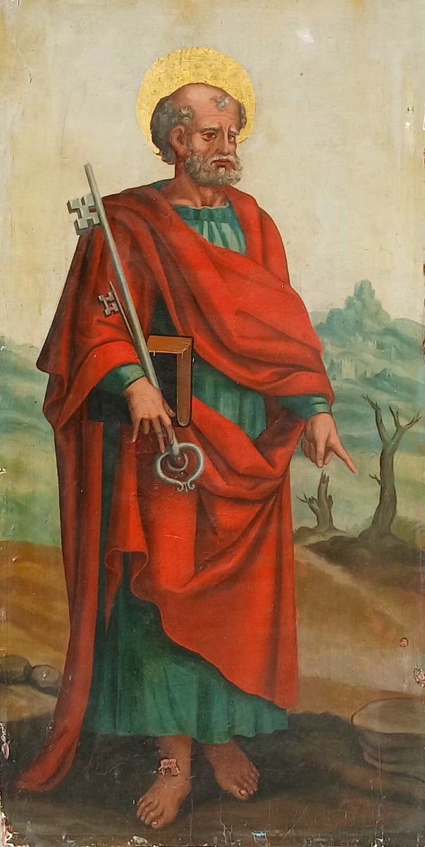  Francisco Pacheco De Rio. (master Of Velázquez) Saint Peter, Painting On Panel. 97 X 50 Cm.