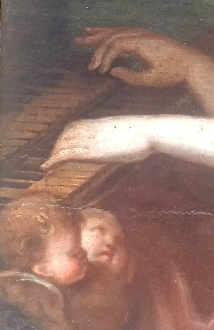 Saint Cecilia In Ecstasy While Playing The Spinet. 18th-century Italian Or French School. -photo-3