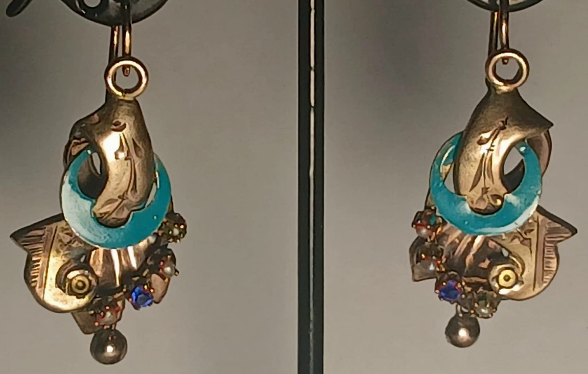 Dangle Earrings In Gold With Enamel And Micro Beads. Bourbon Sicily, 1830–60-photo-3