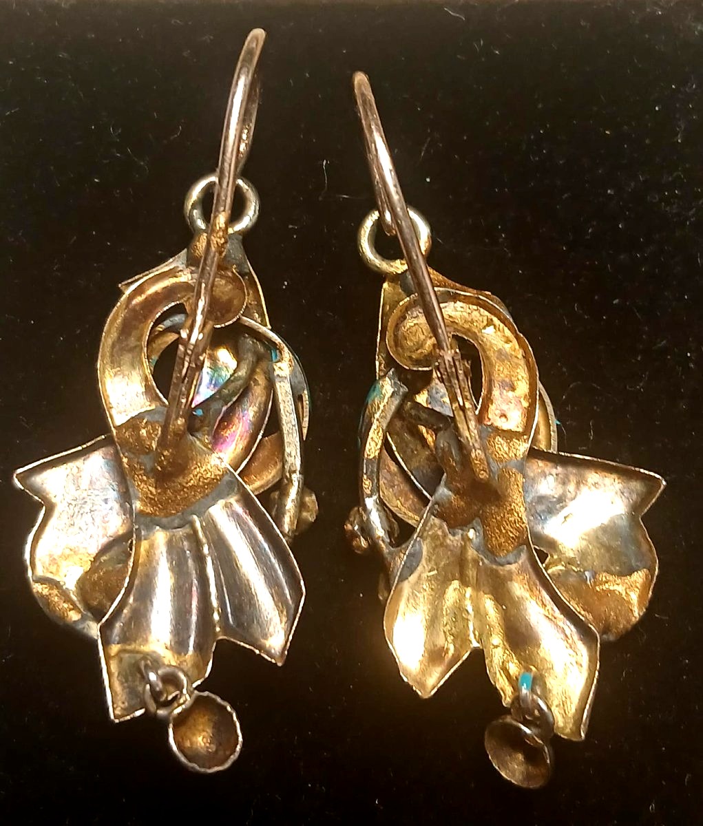Dangle Earrings In Gold With Enamel And Micro Beads. Bourbon Sicily, 1830–60-photo-4