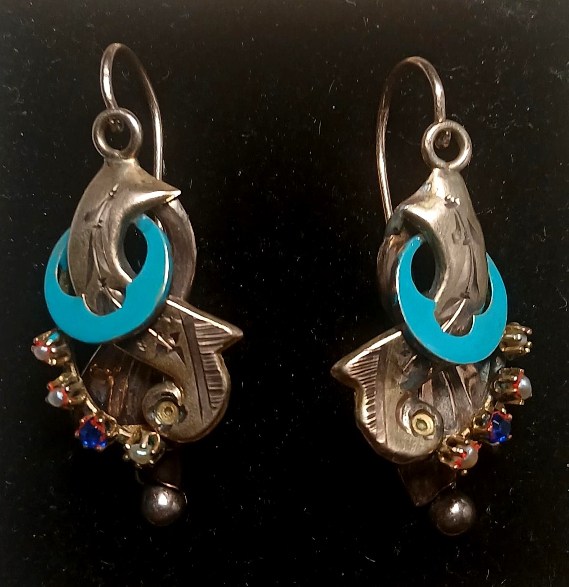 Dangle Earrings In Gold With Enamel And Micro Beads. Bourbon Sicily, 1830–60