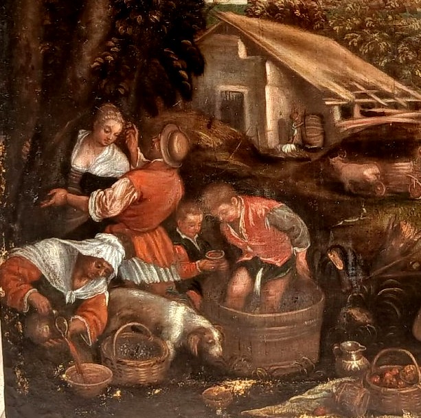 Les Vendanges - Jacopo del Ponte, dit Jacopo Bassano (1515-1582). Avec son cadre .-photo-3