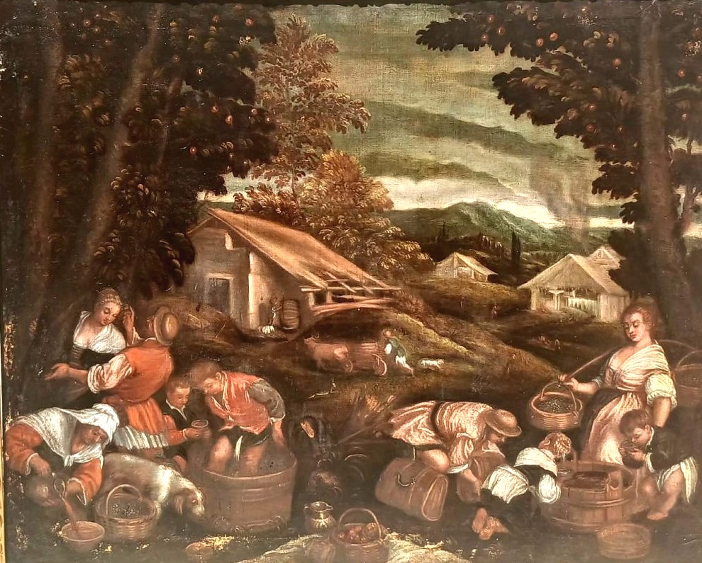 Les Vendanges - Jacopo del Ponte, dit Jacopo Bassano (1515-1582). Avec son cadre .