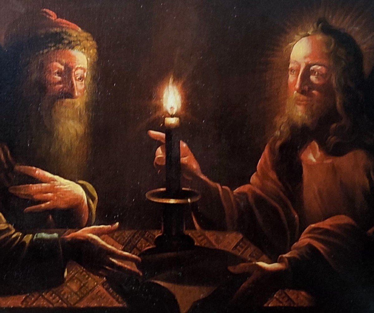 Trophime Bigot - A Striking 17th-century Painting, “christ And Nicodemus,” 107x133 Cm –-photo-2