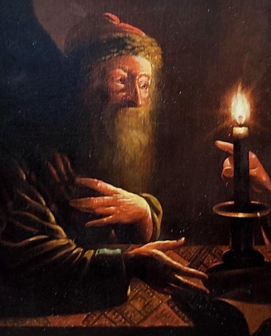 Trophime Bigot - A Striking 17th-century Painting, “christ And Nicodemus,” 107x133 Cm –-photo-4
