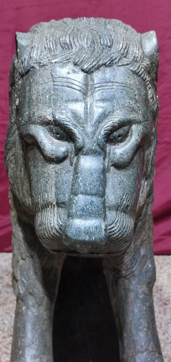 Medieval Arab-norman Lion, Likely Of Fatimid Origin. 13th-century Basalt Sculpture-photo-2