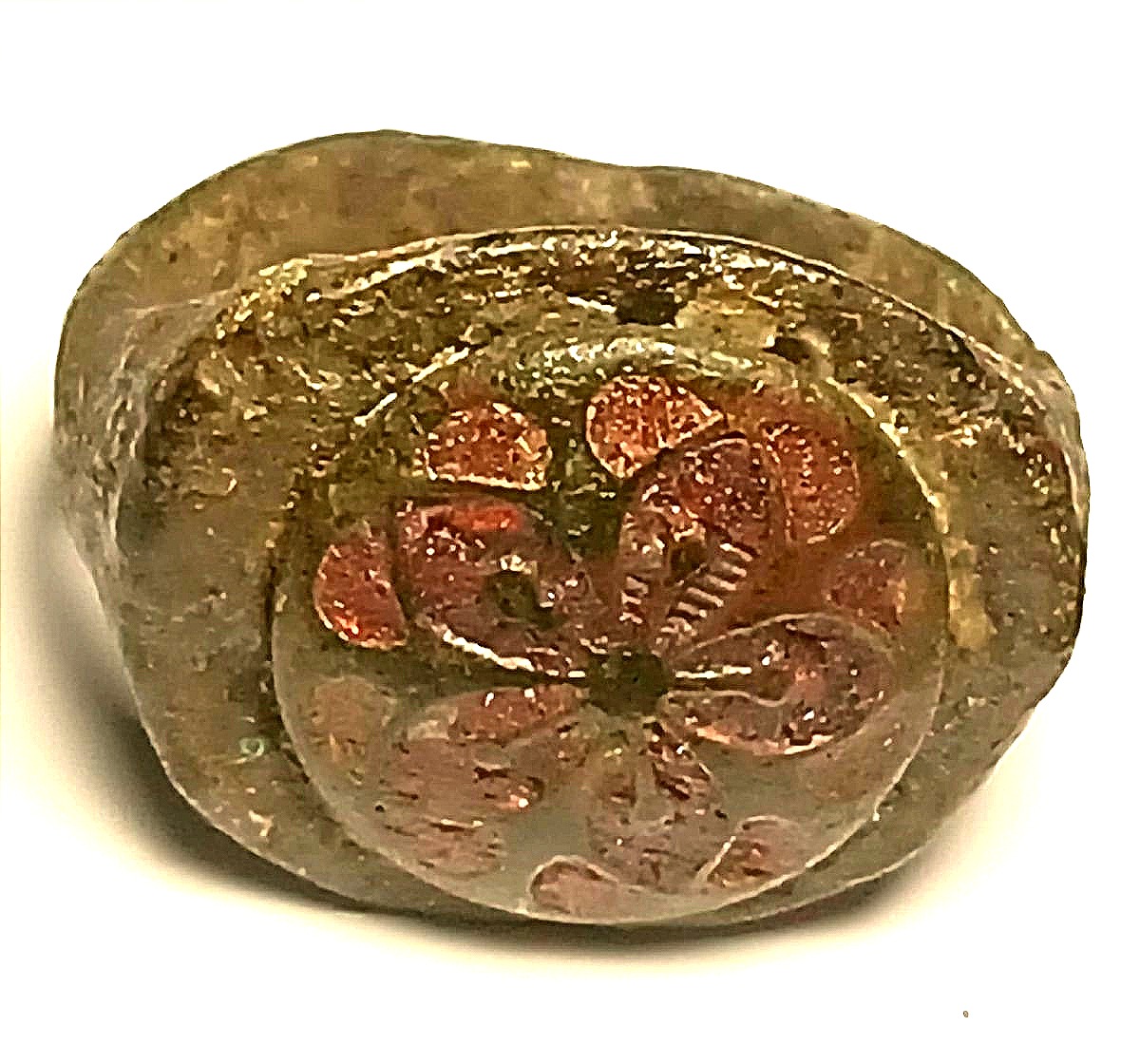  Bague templière ésotérique « Le Pentacle Magique » en bronze avec des traces d'or et d'émail. -photo-2