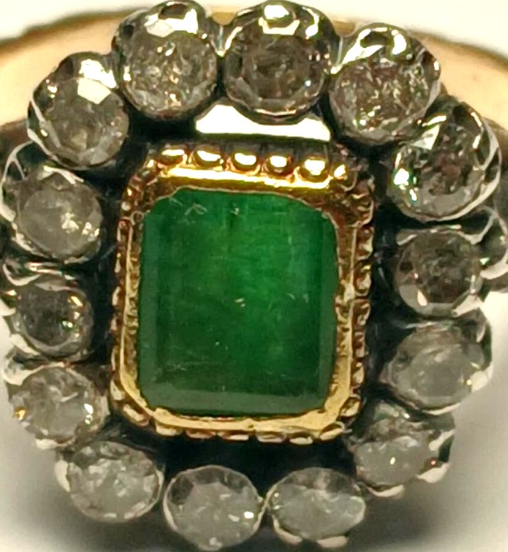 Emerald And Diamond Ring In Gold And A Cup-shaped Setting. Sicily, Early 1900s. -photo-4