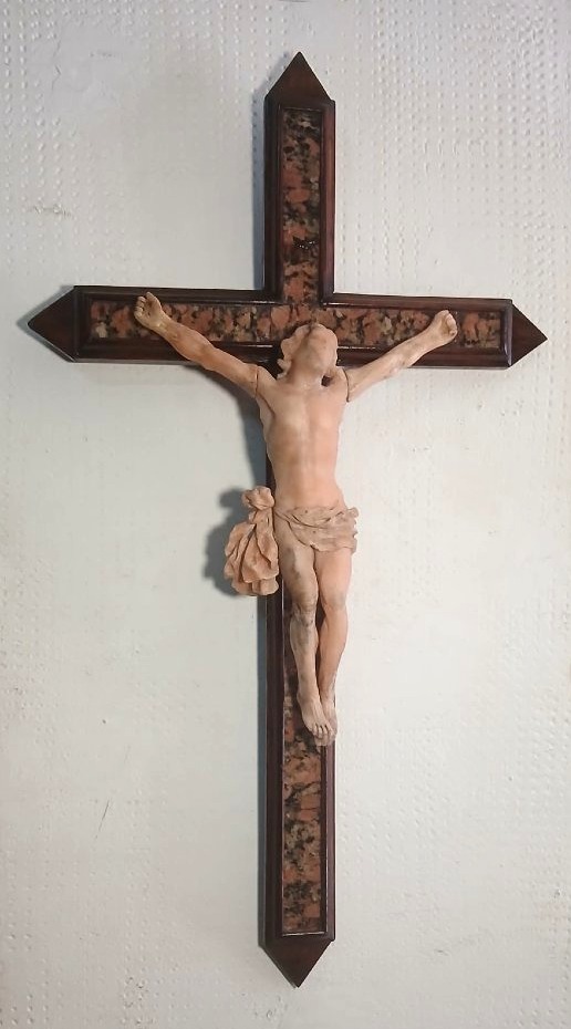 Andrea Tipa And Workshop. 18th-century Trapani Crucifix Carved From "flesh-colored" Stone.-photo-3