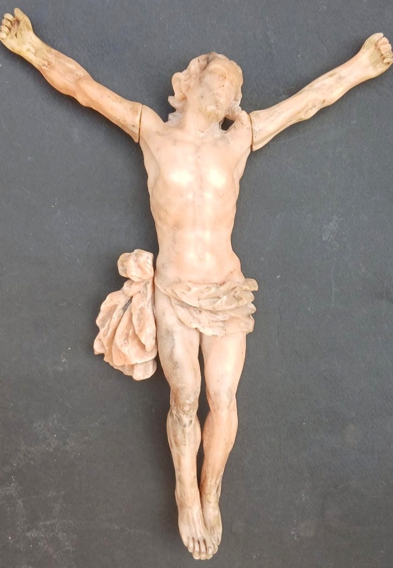 Andrea Tipa And Workshop. 18th-century Trapani Crucifix Carved From "flesh-colored" Stone.-photo-2