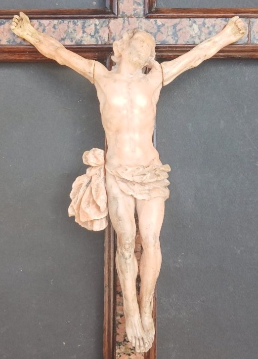 Andrea Tipa And Workshop. 18th-century Trapani Crucifix Carved From "flesh-colored" Stone.