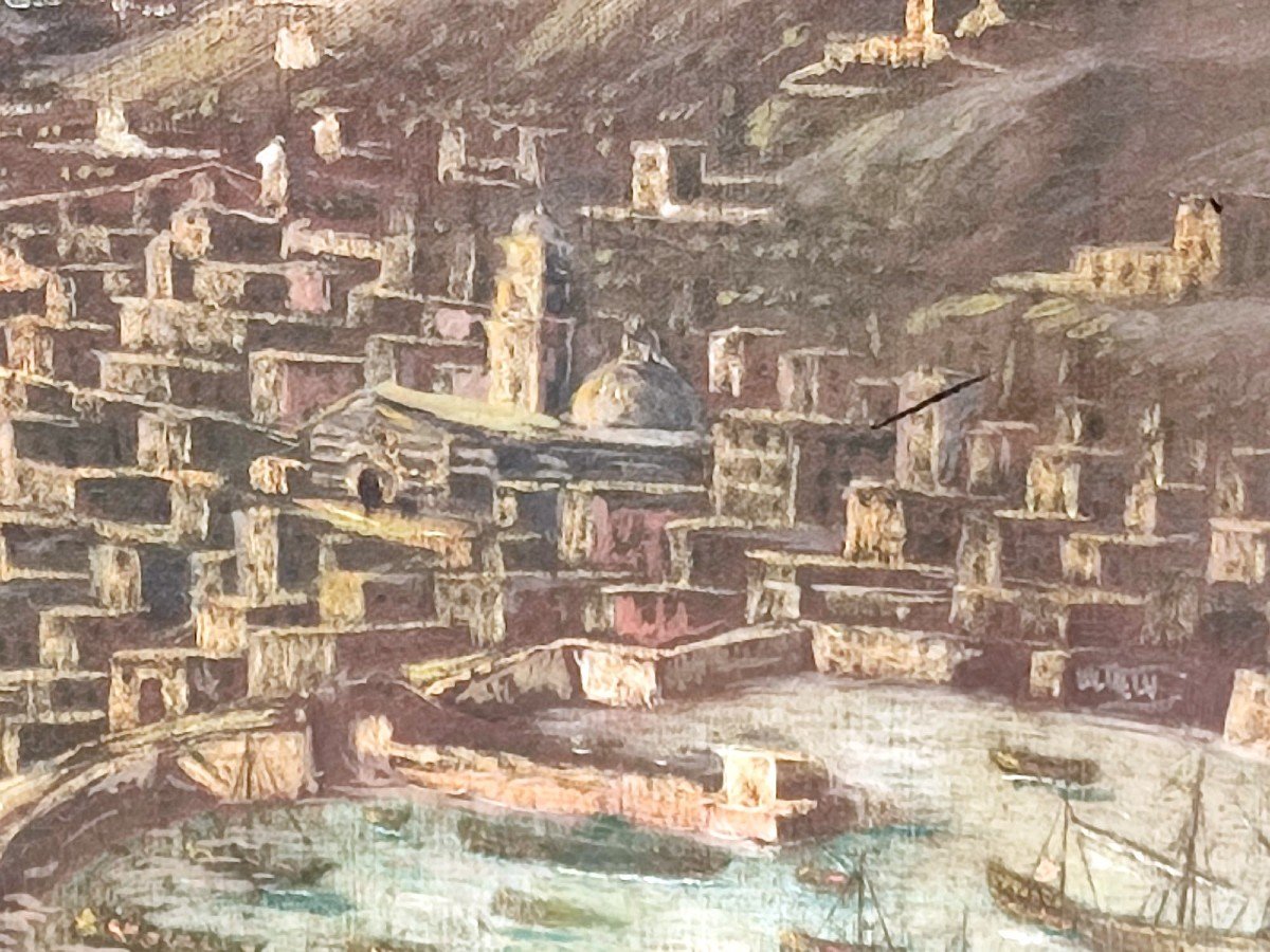 Didier Barra-Messine et son port vus à vol d'oiseau. Œuvre franco-flamand, 1630 c.-photo-4