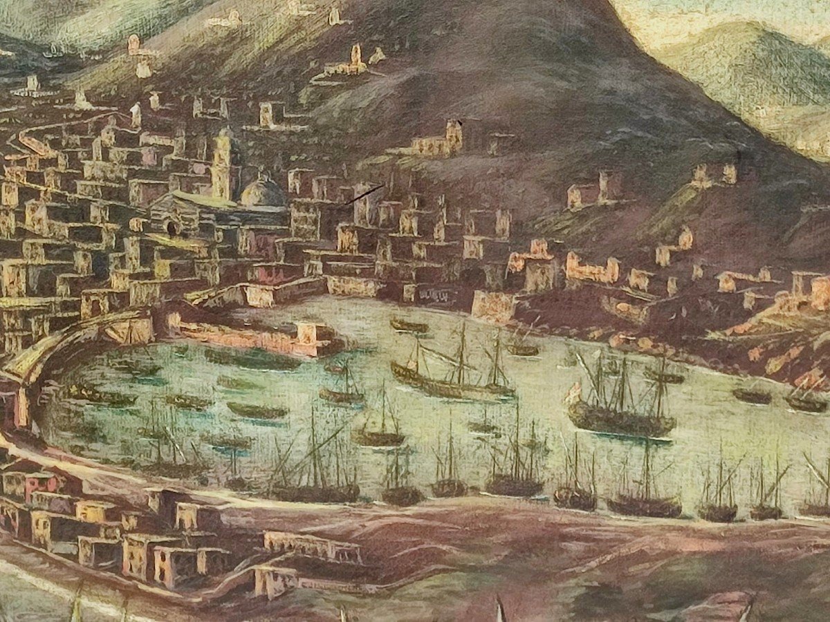 Didier Barra-Messine et son port vus à vol d'oiseau. Œuvre franco-flamand, 1630 c.-photo-3