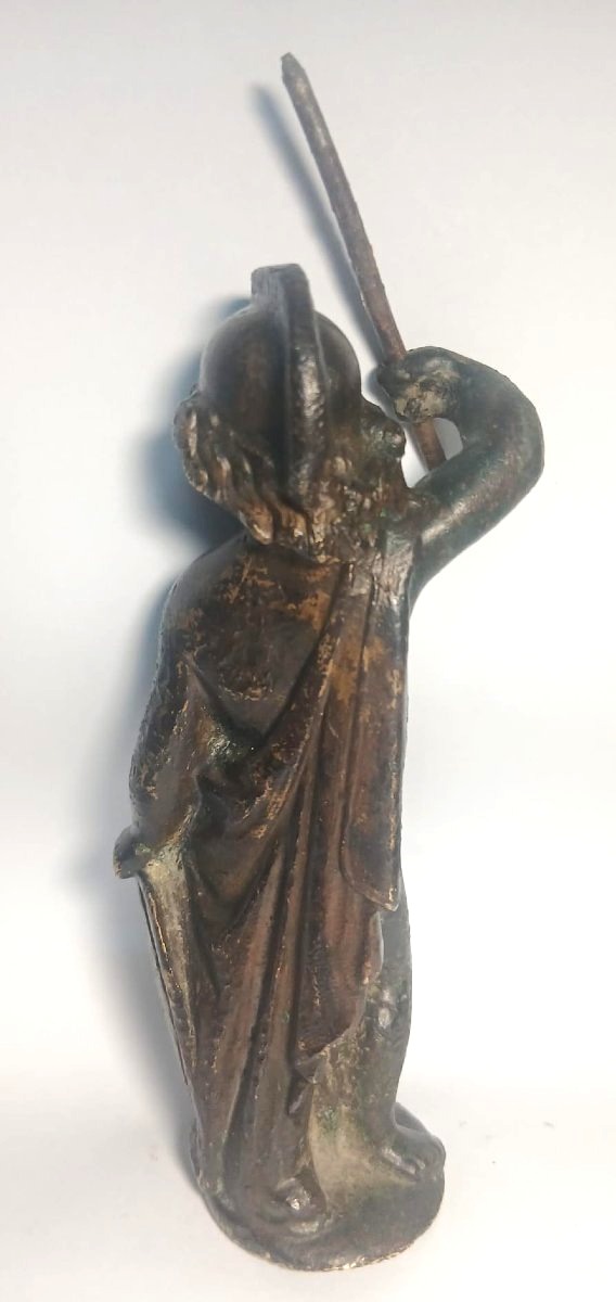  Child Mars. Renaissance Bronze Sculpture. Veneto, 16th Century. Height: 13 Cm.-photo-3