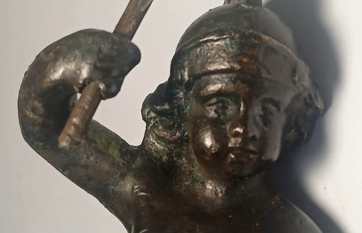  Child Mars. Renaissance Bronze Sculpture. Veneto, 16th Century. Height: 13 Cm.-photo-2