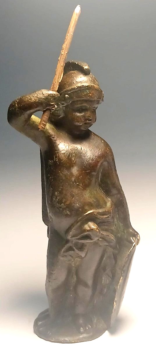  Child Mars. Renaissance Bronze Sculpture. Veneto, 16th Century. Height: 13 Cm.-photo-4