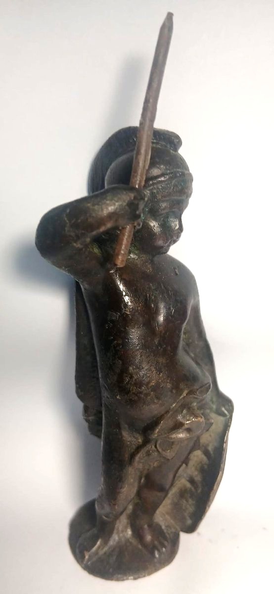  Child Mars. Renaissance Bronze Sculpture. Veneto, 16th Century. Height: 13 Cm.-photo-5