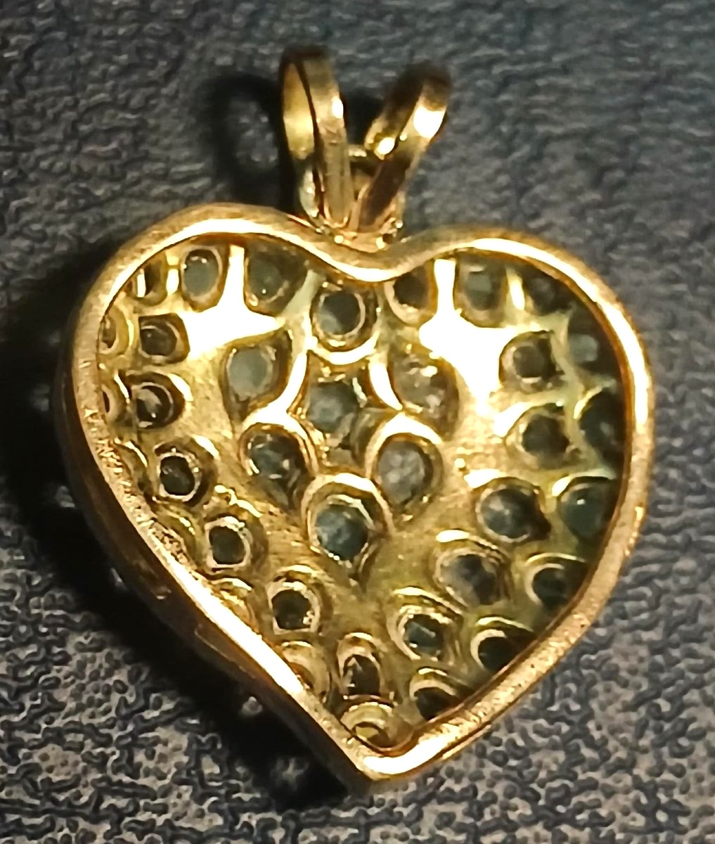 Gold Pendant With 0.40 Kt Diamonds. Double-height Structure, Weight 5 G.-photo-2