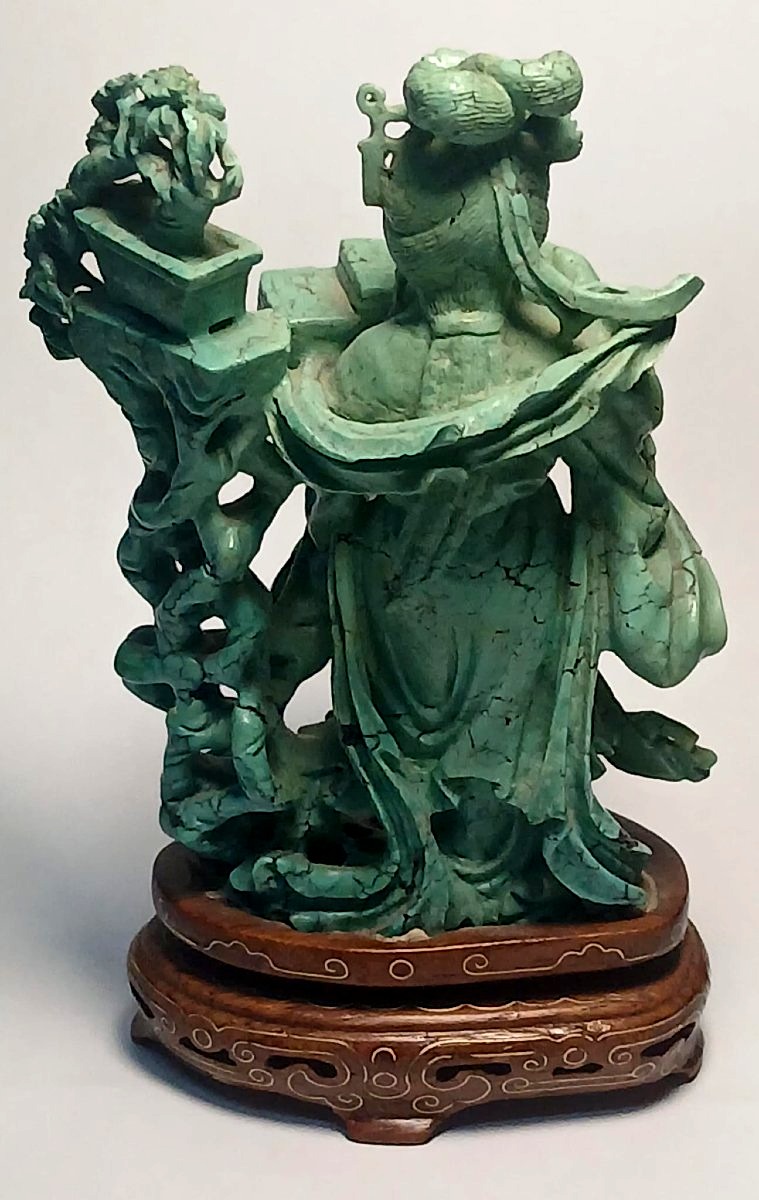 Sculpture en turquoise représentant une Guanyin à la poitrine ouverte. Pékin, fine du XIX s.-photo-2