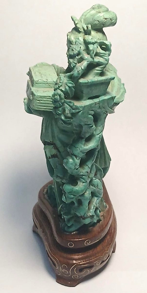 Sculpture en turquoise représentant une Guanyin à la poitrine ouverte. Pékin, fine du XIX s.-photo-4