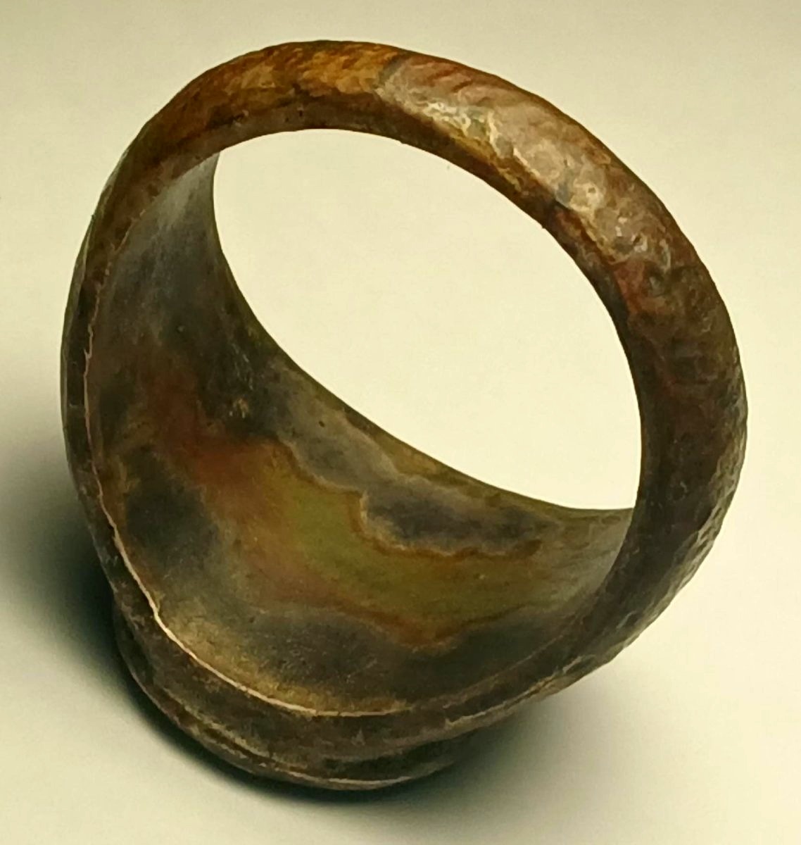Templar Ring In Sculpted And Hammered Bronze With A Relief Angevin Cross (1262-82).-photo-1