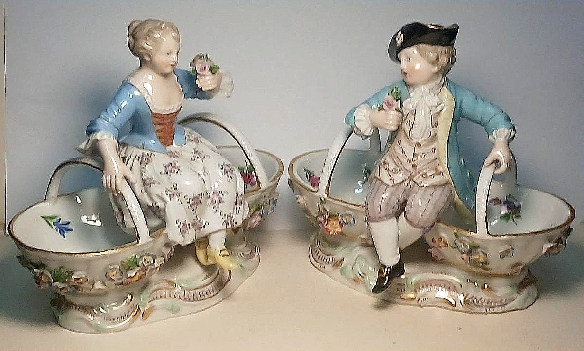  Pair Of Marcolini Porcelain Salt Cellars (1774–1814), Dated 1778.