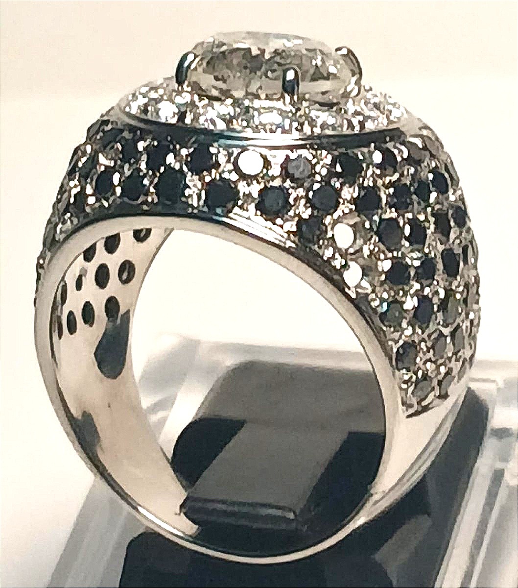 Bague Art Deco In White With A Brilliant Diamond Of 3.02 Carats Entourée Of Diamonds 2.10 Ct-photo-3