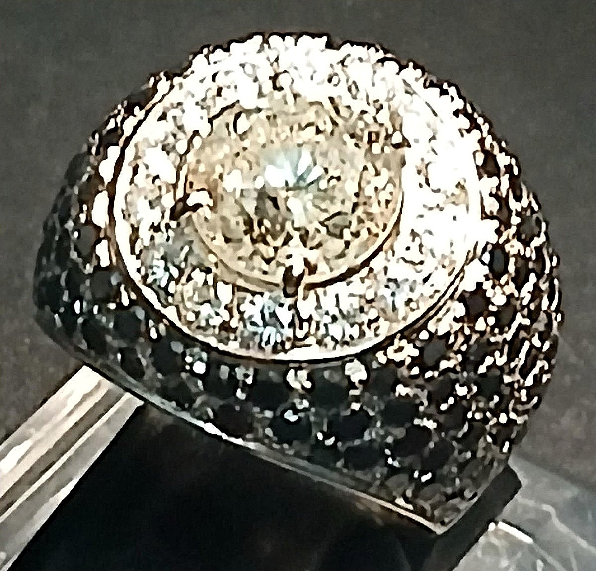 Bague Art Deco In White With A Brilliant Diamond Of 3.02 Carats Entourée Of Diamonds 2.10 Ct-photo-4