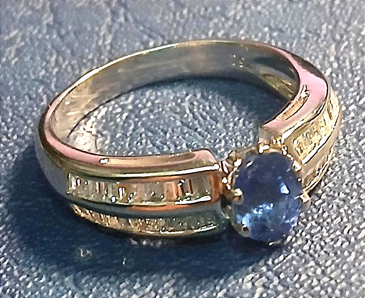  Bague carrè avec saphir de 0,85 ct et diamant de 1,20 kt en or blanc 18 kt. Valence 1970-80-photo-2
