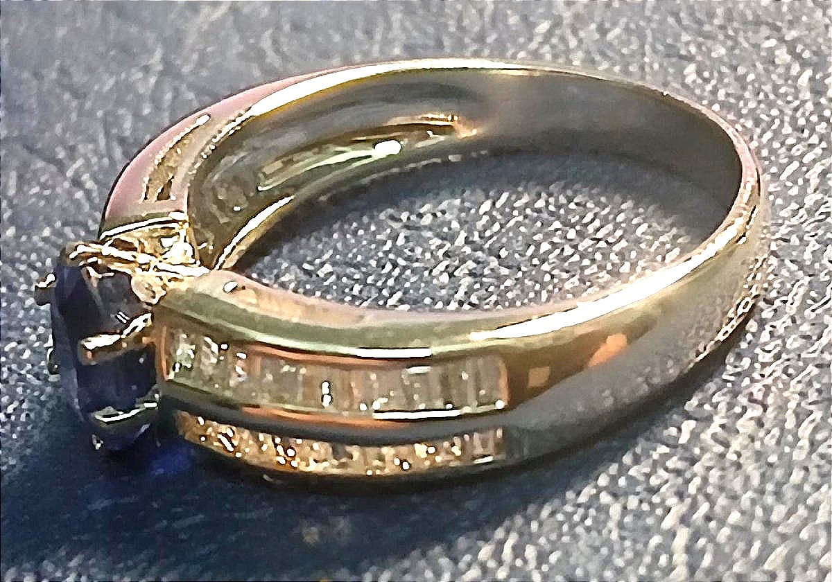  Bague carrè avec saphir de 0,85 ct et diamant de 1,20 kt en or blanc 18 kt. Valence 1970-80-photo-3