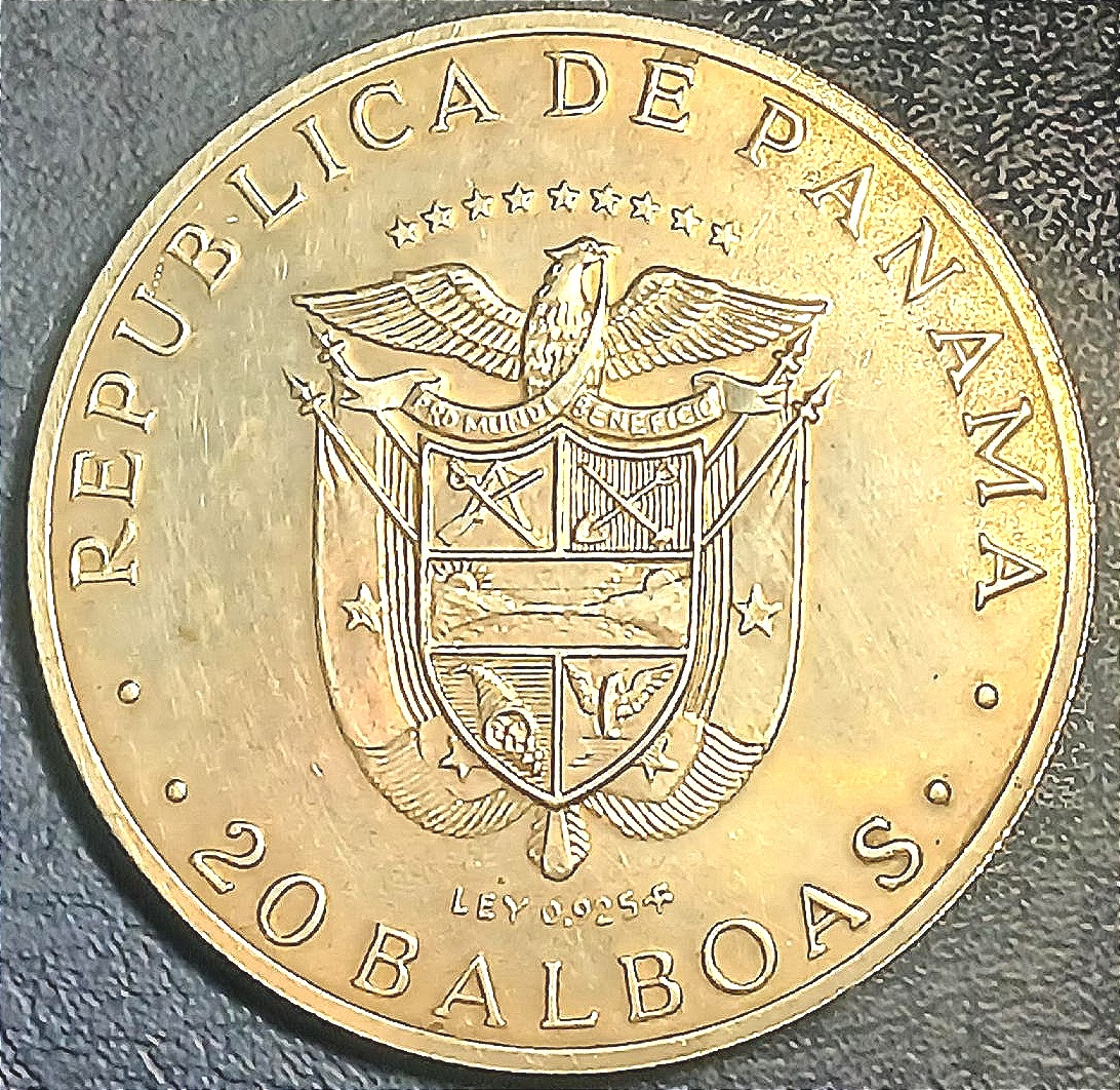 République du Panama Pièce de 20 Balboa 1973 gr.130 argent 925, diamètre 61 mm. -photo-2