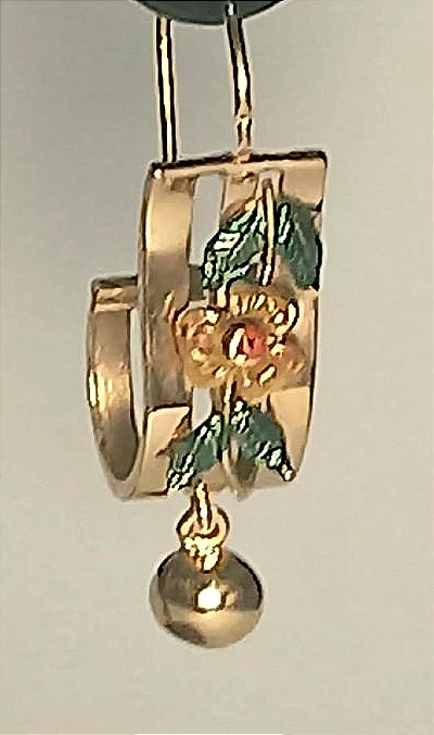  Boucles d'oreilles pendantes Liberty en or et émail avec pendentif demi-sphère --photo-4